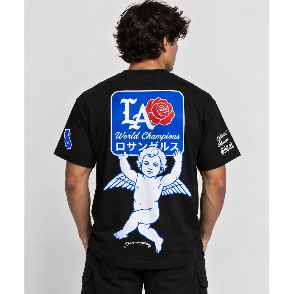 Primitive Skateboarding Mens LA World Champions Cherub Graphic T-Shirt Black M - Picture 4 of 4